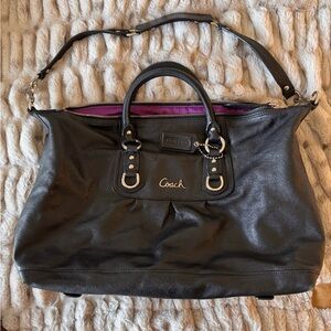 COACH Ashley Black Leather Shoulder Crossbody Satchel F15447 Like New Condition